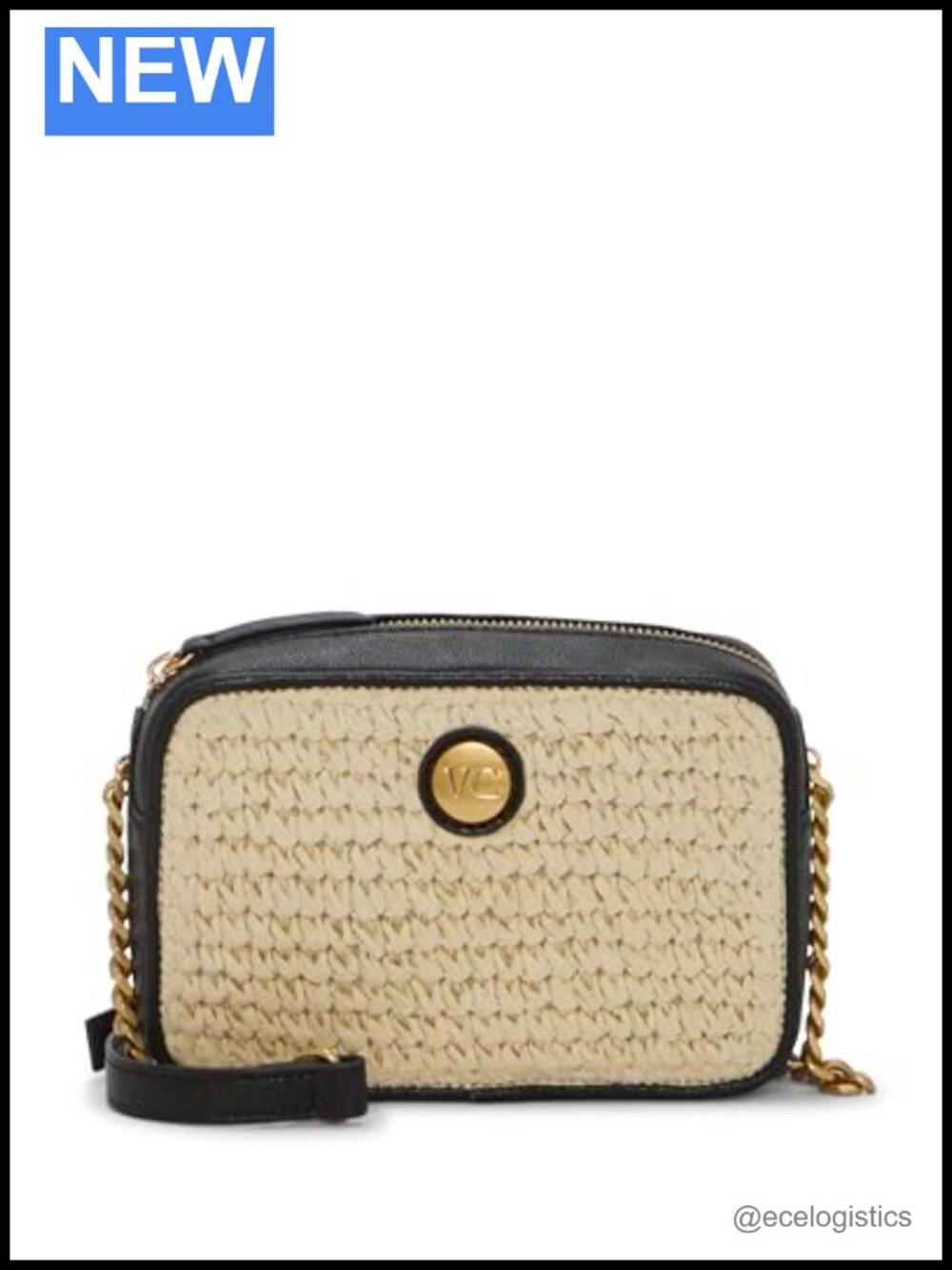 Raffia Messenger Crossbody Bag with Adjustable Strap